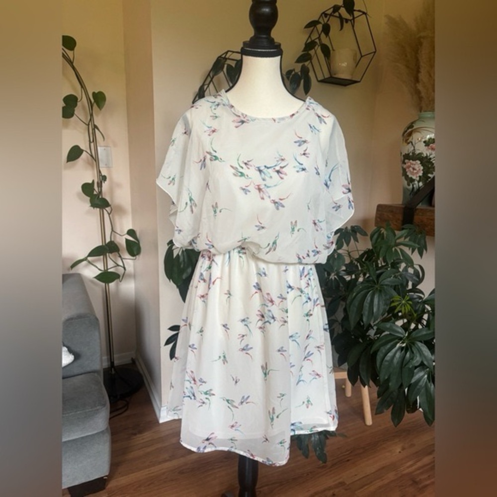 Papillon  Colourful Bird Print Dress